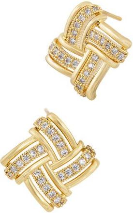 Savvy Cie Jewels Woven Cubic Zirconia Square Stud Earrings in Yellow at Nordstrom Rack