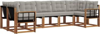 vidaXL Conjunto De Sof&aacute;s De Exterior 7 Uds. Gris Natural Y Claro Vidaxl