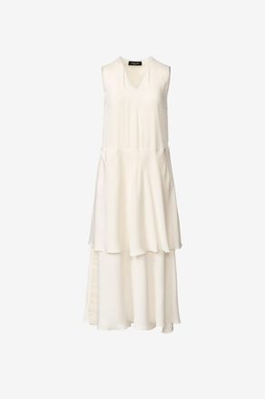 Fabiana Filippi Langes ausgestelltes Kleid mit V-Ausschnitt aus Seidenmischung