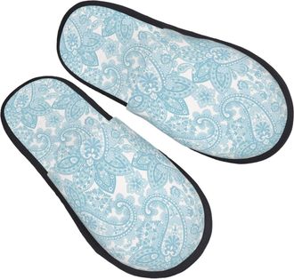 Generic Plush Slippers Light Blue Pai-Sley Cozy Camping Slippers Reusable Indoor Shoes For Ladies Guest Room Bedroom L