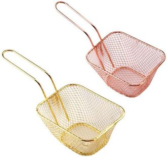 OEM Cesta Cuadrada Para Fre&iacute;r De 2 Piezas, Acero Inoxidable, Reutilizable, F&aacute;cil De Limpiar, Herramienta Kitchenaid Para El Hogar, Dorado, Rosa