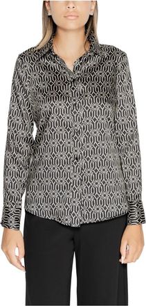 Rinascimento Zwart overhemd met print en knopen - Dames - Overhemden - Veelkleurig - L - Polyester - Overhemden