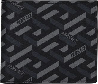 Versace Black Fabric Mens Wallet