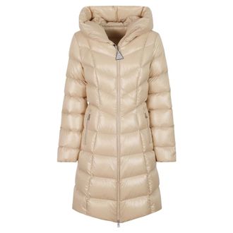 Moncler Marusse Donsjack met Capuchon en Halflange Pasvorm - Dames - Mantels - Beige - Maat: XS Zijde