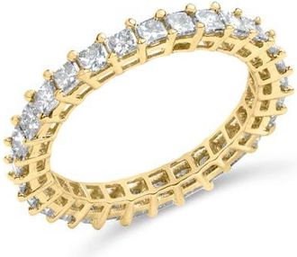 House of Brilliance 14K Yellow Gold 2.00 Ct Shared Prong Set Princess Cut Diamond Eternity Band Ring at Nordstrom, Size 7