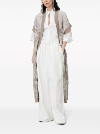 Brunello Cucinelli Brunello Cucinelli Womens Stretch Cotton Poplin Shirt With Organza Sleeves And Necklace - White - Size Medium