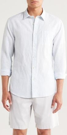 Vince Stripe Linen & Cotton Button-Up Shirt in Pale Blue/White at Nordstrom Rack, Size Xx-Large