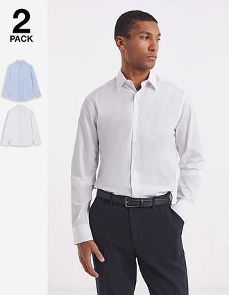 Jacamo 2 Pack Long Sleeve Formal Shirts