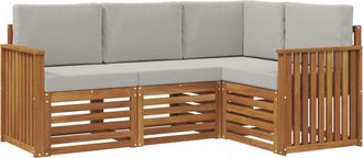 vidaXL Conjunto De Sof&aacute;s De Exterior 4 Uds. Gris Natural Y Claro Vidaxl