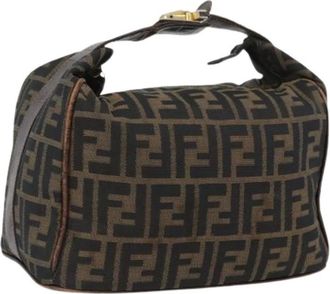 Fendi Pre-owned Shoulder Bags, female, Brown, Size: ONE SIZE Pre-owned Vintage Zucca Canvas Hand Bag