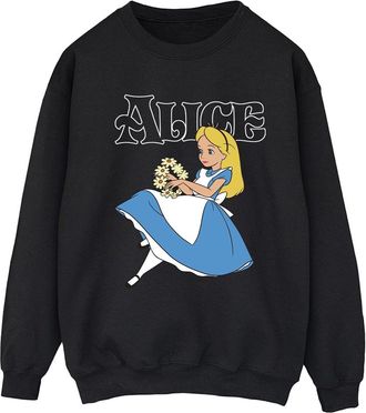 Disney Dames/Dames Alice In Wonderland Bloemen Sweatshirt (Zwart)
