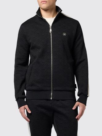 Philipp Plein Felpa in misto cotone con zip e logo