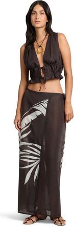 Onia Air Linen Tie Front Top in Espresso at Nordstrom, Size X-Small