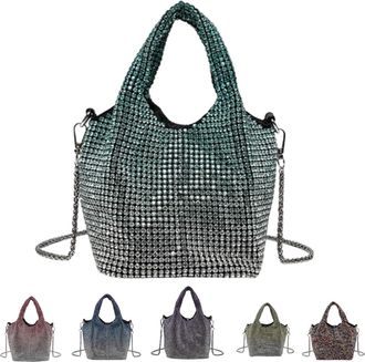 Generic Elegant Rhinestone Clutch Purse for Women,Sparkly Evening Bag with Chain for Wedding,Prom,Party,Gala (gradient green)