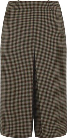 Saint Laurent Midi Skirts, female, Beige, XS, Checked Wool Culottes