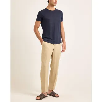 Orlebar Brown Ob T Linen Tailored Fit Crewneck T-Shirt in Night Iris at Nordstrom, Size Xxx-Large