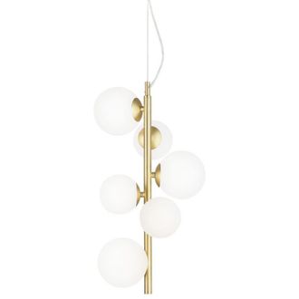 Ideal Lux Sospensione Contemporanea Perlage Metallo Ottone 6 Luci G9 3W 3000K Luce Calda