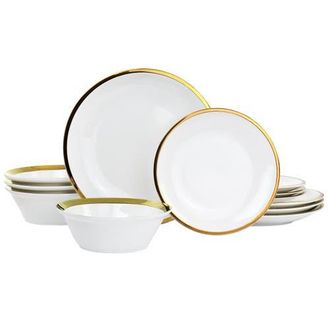 Gibson Home Premier Gold Fine Ceramic 12 Piece Dinnerware Set in White at Nordstrom