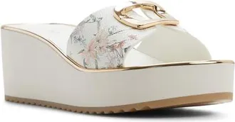 Aldo Menhaden Platform Wedge Slide Sandal in White Multi at Nordstrom, Size 7.5