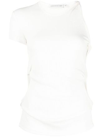 CHRISTOPHER ESBER Asymmetrisch T-shirt met gedraaid detail - Wit