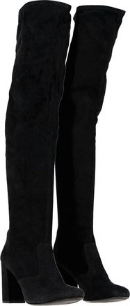 Saint Laurent Womens Suede Block Heel Knee-High Boot (Authentic Pre-Loved)