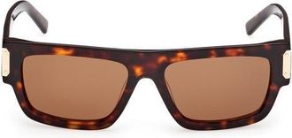 MCM 54mm Polarized Rectangular Sunglasses in Dark Havana /Roviex at Nordstrom