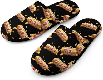 Generic 777 Casino Mens Cozy Memory Foam Slippers Warm Cotton House Shoes Comfy Slipper for Indoor Outdoor