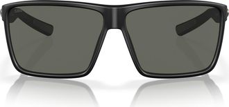 Costa 63mm Polarized Oversize Square Sunglasses in Matte Black /Gray 580G at Nordstrom