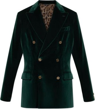 Dolce & Gabbana Fluweel blazer - Heren - Blazers - Groen - XL - Leer - Jassen