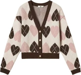 Twinset Jacq Cuore Cardigan - Dames - Vesten - Beige - M - Katoen - Truien & Vesten