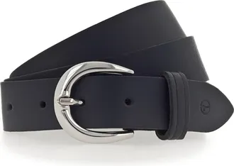 Tamaris Lederg&uuml;rtel TAMARIS, Damen, Gr. 11,5, blau, Rindsleder, unifarben, Basic, G&uuml;rtel Lederg&uuml;rtel, mit gl&auml;nzender silberfarbener Schliesse