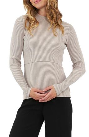 Ripe Lift Up Rib Maternity/Nursing Sweater in Stone at Nordstrom, Size X-Large