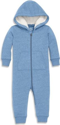 primary Baby Teddy Fleece-Lined Zip Romper in Heather Vintage Blue at Nordstrom, Size 18-24M