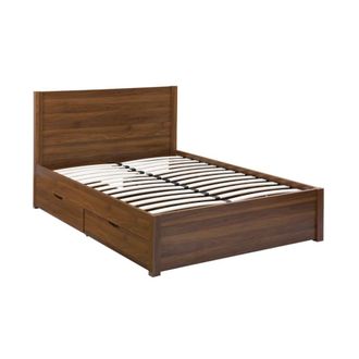 Sweeek Cama con somier de l&aacute;minas y cabecero, 140x190cm + 4 cajones