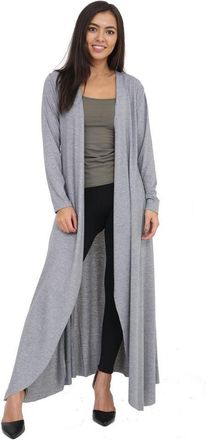 Generic AA ESSANTAILS Womens Ladies Long Sleeve Maxi Boyfriend Cardigan Open Front Full Length Floaty Long Drape Cardigans (Grey, 8-10)