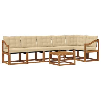 vidaXL Conjunto De Sof&aacute;s De Exterior Con Coj&iacute;n 7 Pcs Natural Y Beige Vidaxl