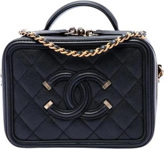 Chanel Pre-owned Filigree Vanity Bag - Dames - Vintage Schoudertas - Zwart - ONE Size - Leer - Vintage
