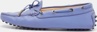 Tod's Tods Blue Leather Bow Slip On Loafers