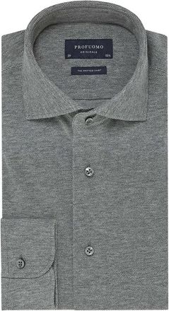 Profuomo Overhemden, Heren, Grijs, L, Katoen, Gebreid Overhemd