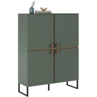 Dmora Credenza Guerina, Madia 4 Ripiani, 8 Vani, 4 Ante, 108x40x144h cm Verde