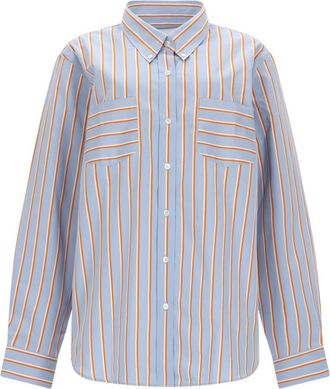 Dries Van Noten Loose Fit Vertical Contrasting Stripes Shirt