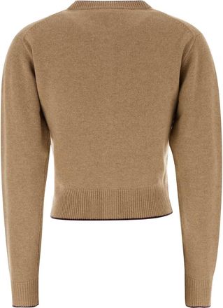 Chlo&eacute; Womens Camel Wool Blend Cardigan Beige Exterior: Cashmere Maglieria Sweater