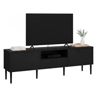 Dmora Dmora - Mueble De Televisi&oacute;n Anselme, Aparador De Sal&oacute;n, Mueble Bajo Para Tv, Base De Pared Equipada, 177x40 H57 Cm, Negro