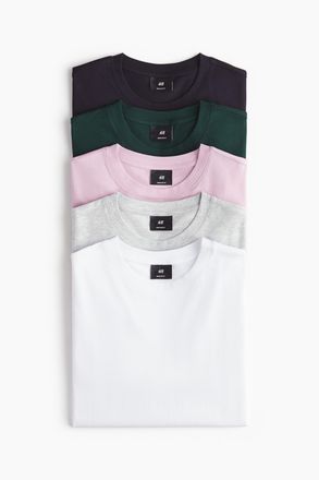 H&M 5er-Pack T-Shirts in Regular Fit - Pink