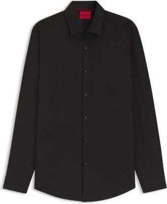 HUGO BOSS Slim-fit shirt in cotton-linen jacquard