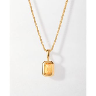 Edge of Ember Deco Birthstone Necklace in Citrine (November) at Nordstrom, Size 16