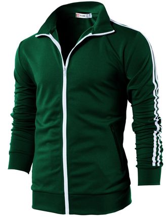 H2H Mens Active Slim Fit Track Lightweight Jacket Zip-up Long Sleeve, Cmoja0103-darkgreen, XXL