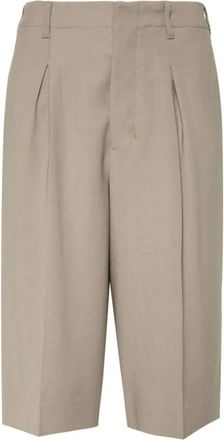 Ami Taupe Brown Tailored Knielengte Shorts - Dames - Korte Broeken - Grijs - XS - Katoen - Korte Broeken