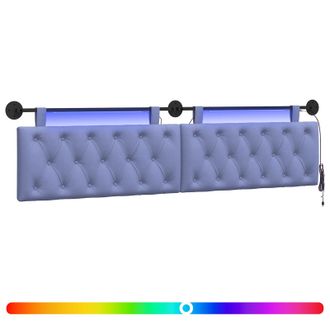 vidaXL Cabecero Colgante Con Luz Led Azul Jeans Tela Vidaxl