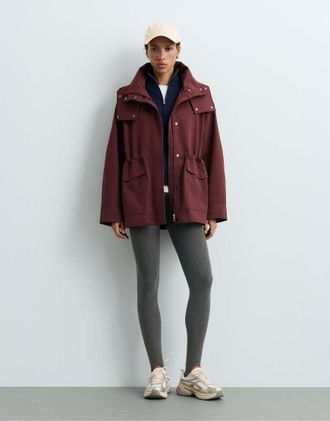 Oysho giacca a trapezio impermeabile 10k color maroon-Rosso